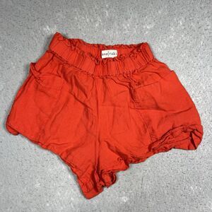 Casa Raki Shorts Women's XS 100% Linen Organic Red Casual Minimalist Shorts